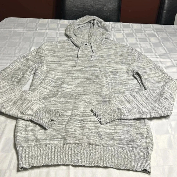 Better Cotton Sun+Stone Men Grey Solid Marled  Hooded Sweater with drawstrings - Picture 4 of 15